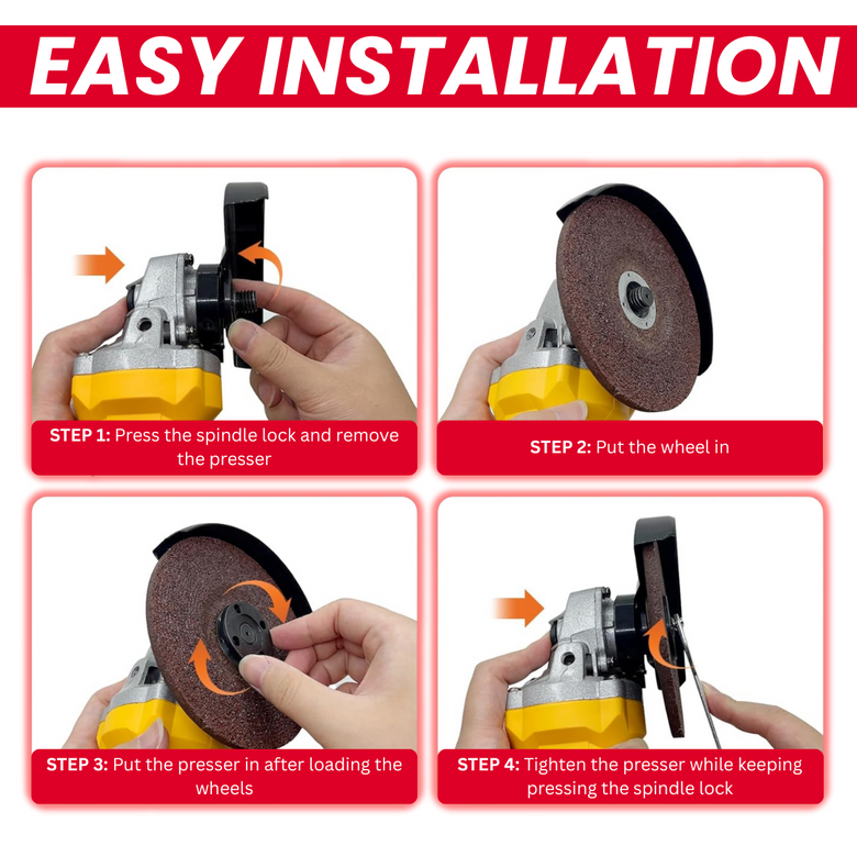 JPT 21V Heavy-Duty Cordless Angle Grinder Machine | Brushless Motor | 3-Speed Modes (5000–9000 RPM | 100mm Disc | Spindle & Speed Lock | 6000mAh Battery
