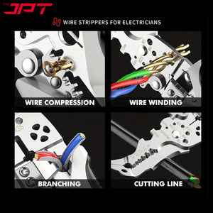 JPT Heavy-Duty Multi-Function Wire Stripper & Crimper Tool | Chrome Vanadium Steel Build | Ergonomic TPR Grip | Precision Electrical Wire Cutter & Terminal Crimping Tool