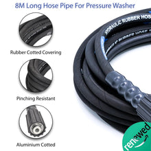 JPT Pressure Washer Hose Pipe 8 Meter Upto 2500 PSI Black Molded Compatible With STARQ, REQTECH ( RENEWED )