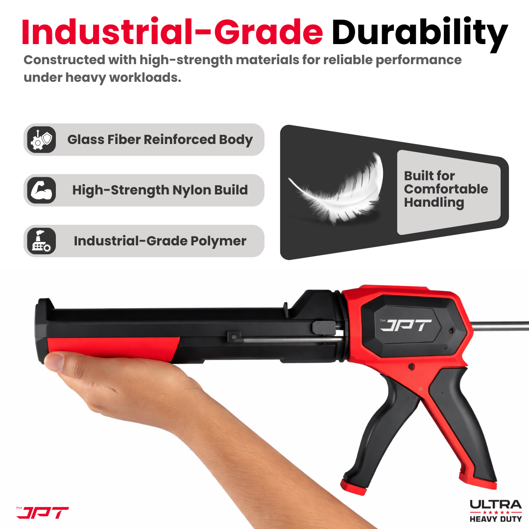JPT Ultra Heavy-Duty Caulking Gun – 200KG High-Thrust Sealant Applicator with Adjustable Power Control, 360° Rotating Barrel, Anti-Drip & Quick-Release Trigger – Professional Silicone, Adhesive & Sealant Gun