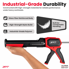 JPT Ultra Heavy-Duty Caulking Gun – 200KG High-Thrust Sealant Applicator with Adjustable Power Control, 360° Rotating Barrel, Anti-Drip & Quick-Release Trigger – Professional Silicone, Adhesive & Sealant Gun