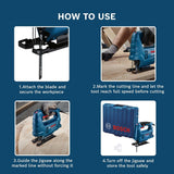 BOSCH GST 680 Corded Electric Jigsaw | 500W Motor | Stroke rate at No Load- 800-3100 spm | Cutting Depth 68mm | Lightweight & Portable | 1 Wood Blade & 1 Allen Key Included