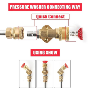 JPT Heavy Duty Pressure Washer Brass Pivoting Coupler | 180° Rotation with 5 Angles | 1/4