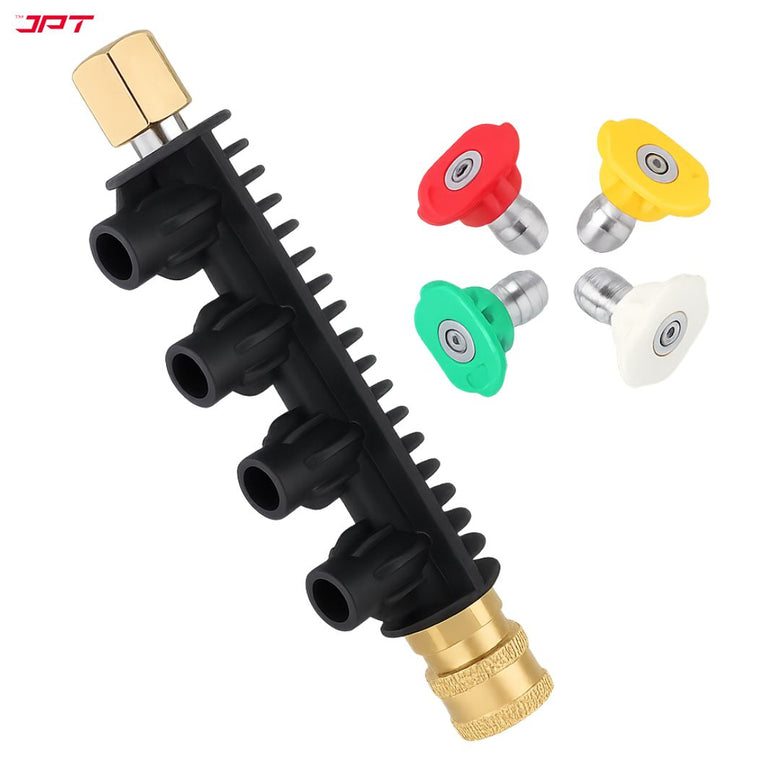 JPT Heavy-Duty High Pressure Washer Gun with 4 Nozzle Tips | Max. 300 Bar Power | Max. 3000 PSI Pressure | Lock Trigger for Safety | 1/4-Inch Quick Connector included