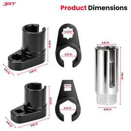 Buy JPT heavy duty 22mm oxygen sensor socket tool with offset and slotted design for tight engine access. Ideal for O2 sensor removal and car repair workshops.