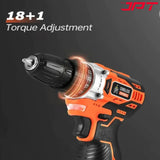 JPT Pro Plus Series 12-Volt Cordless Drill Machine | 30N.M Torque | 0-1550RPM Speed | 18+1 Gear Setting | 10MM Keyless Chuck | 1500mAh Li-Ion Battery | 6-Months Warranty