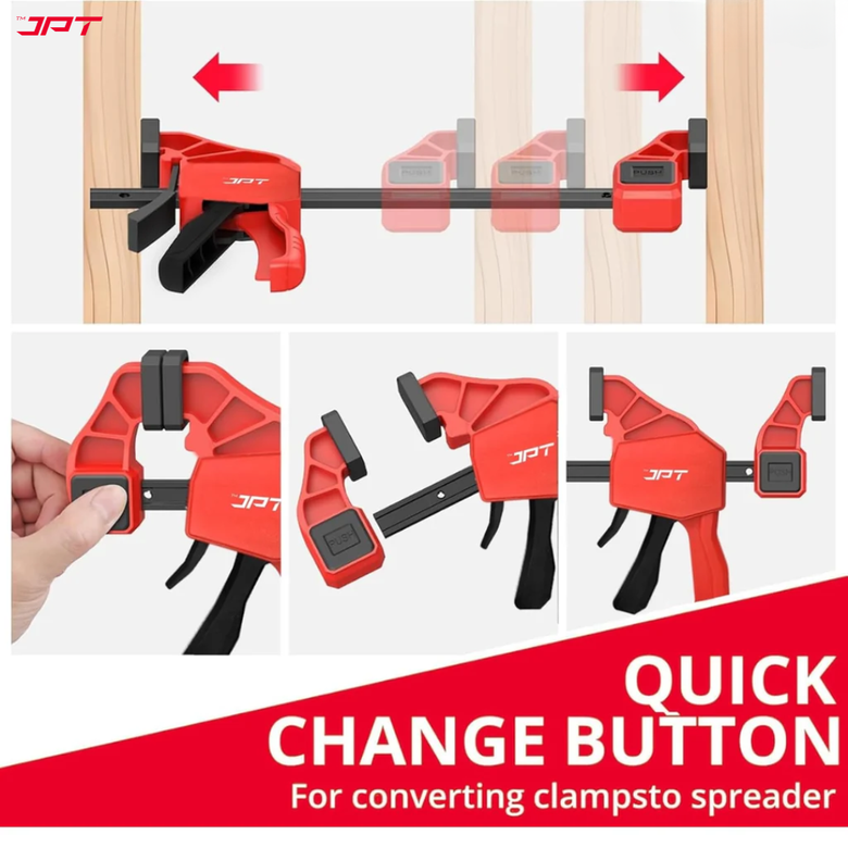 JPT Ultra Heavy-Duty 33-Inch Quick-Grip Bar Clamps | 600mm Clamping Range | One-Handed Wood Clamps with Quick-Release Trigger | F-Clamp Set | 165 lbs Hold | Woodworking, Carpentry, DIY