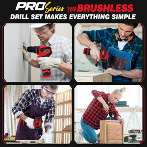 JPT Pro Series Brushless 18-volt Cordless Impact Drill Machine | 65N.M Torque | 0-2000RPM Speed | 35+3 Gears Box | 2 Speed Modes | 3/8-inch Metal Chuck | 1500mAh Battery | Fast Charger