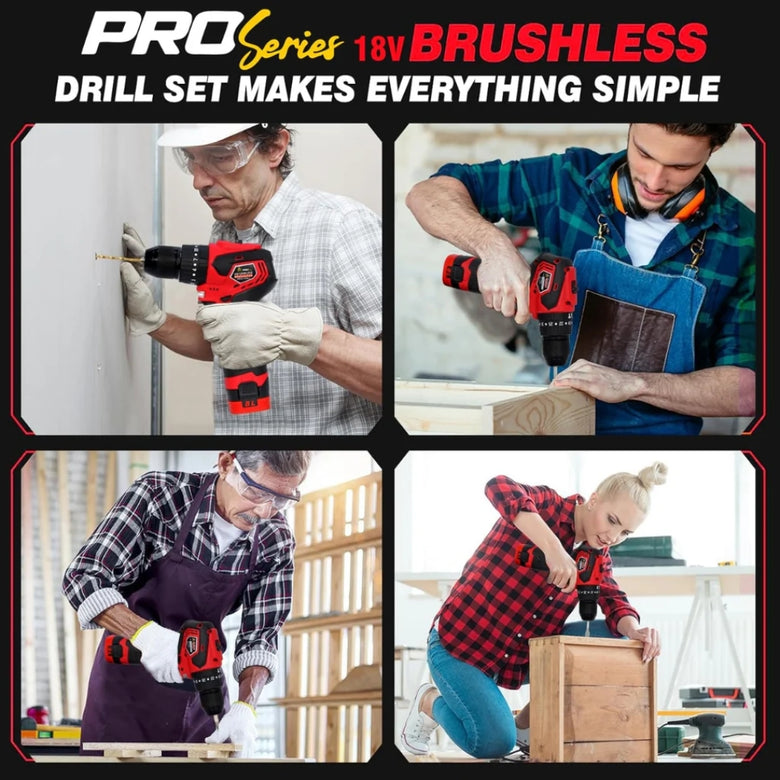 JPT Pro Series Brushless 18-volt Cordless Impact Drill Machine | 65N.M Torque | 0-2000RPM Speed | 35+3 Gears Box | 2 Speed Modes | 3/8-inch Metal Chuck | 1500mAh Battery | Fast Charger