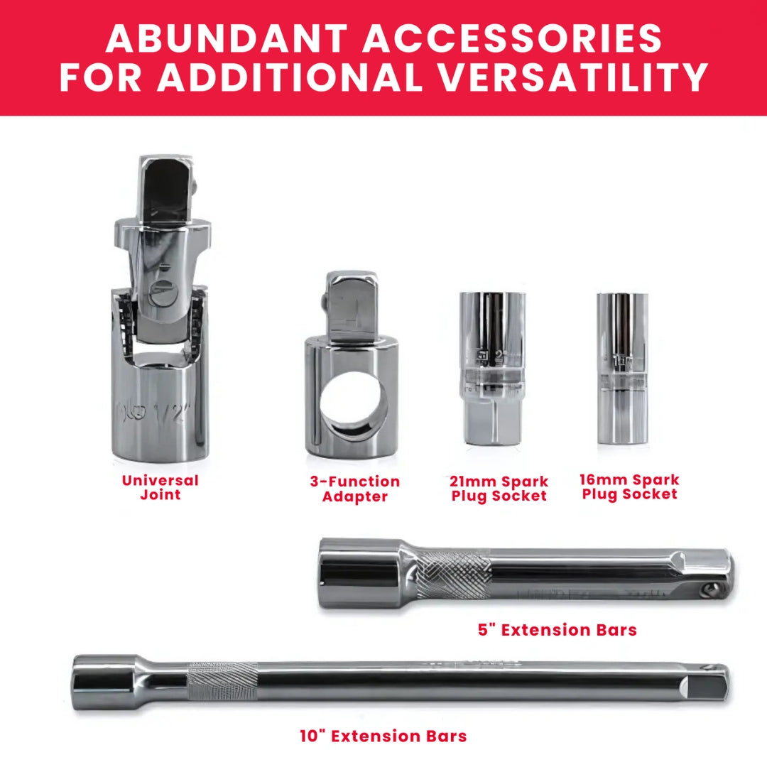 JPT 32-in-1 Socket Ratchet Wrench Set | 1/2-Inch Chrome Vanadium Set | Hand Tool Set for Bike, Car, Automobile and Other Repairing Work