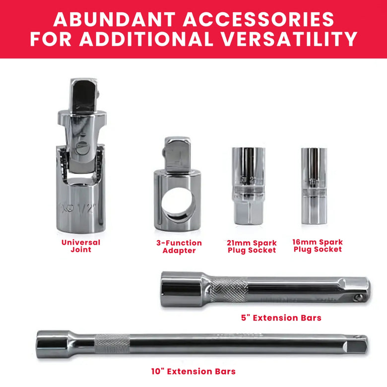 JPT 32-in-1 Socket Ratchet Wrench Set | 1/2-Inch Chrome Vanadium Set | Hand Tool Set for Bike, Car, Automobile and Other Repairing Work