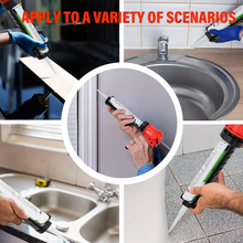 Buy now the JPT Pro Series heavy-duty caulking silicone gun, featuring dual-mode functionality, a built-in cutting knife, and a 360° rotating front holder.