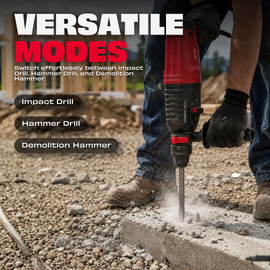 JPT Pro 26MM SDS-Plus Heavy-Duty Rotary Hammer Drill Machine | 1050W Motor | 1200RPM Speed | 3.0 Joules Impact | 4900 BPM Force | 3 Function Modes | Forward & Reverse Function