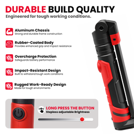 Buy JPT high-performance LED work light with 1000 lumens COB output, magnetic base, and 180° foldable head for precise positioning. Buy Now