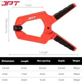 JPT 3pcs Ultra Heavy-Duty Spring Clamp Combo Set | 2.5", 3" And 4" Spring Clamp | Reinforced Body with Hardened Steel Spring | 45° Rotating Pads | Strong Grip Woodworking & Carpentry Clamp for Workshop & DIY Use
