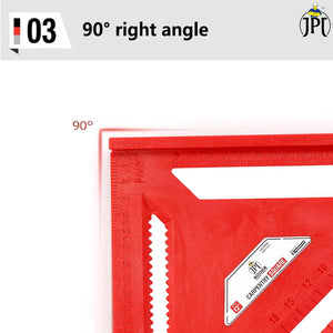 JPT 12-Inch Thickened 45°/90° Carpenter Square | ABS Build Triangle Ruler | Laser-Engraved Scale | Widened Base Design | Best For Carpentry, Woodworking, Construction, And DIY
