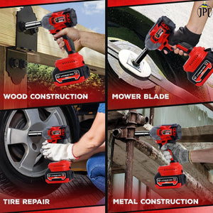 JPT Pro Series Brushless 21-volt Cordless Impact Wrench | 570N.m Torque | 4400 RPM Speed | 2 Speed Modes | 1/2-Inch Hex Shank | Bright LED Light | 4000mAh Battery | Fast Charger | 12 Months Warranty
