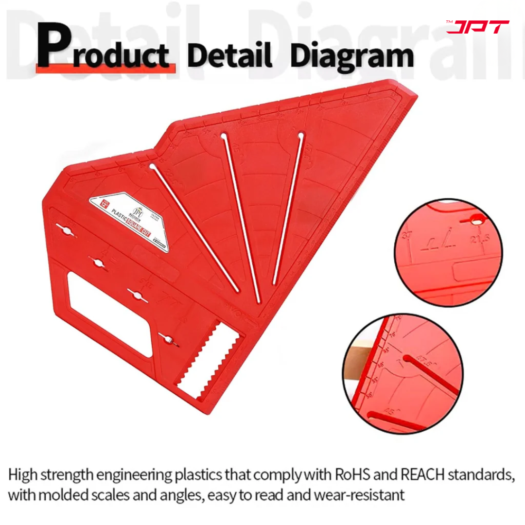 Buy now the JPT multi-angle measuring carpenter square, featuring solid build quality, outstanding precision, innovative features, and versatility like no other.