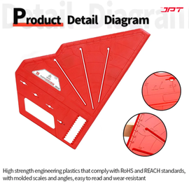 Buy now the JPT multi-angle measuring carpenter square, featuring solid build quality, outstanding precision, innovative features, and versatility like no other.