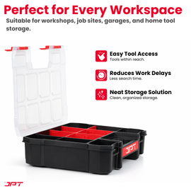 Buy JPT Ultra Heavy Duty Tool Organizer Small to stay organized on every job with this organizer featuring 10 compartments and 6 removable dividers. Buy Now