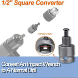 JPT 1/2 Inch Square Drive To 20UNF Drill Chuck Socket Adapter Impact Wrench Chuck Converter To Electric Drill | Chucks Adaptor Conversion For Impact And Ratchet Wrench