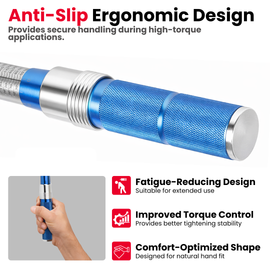 Buy JPT 1/2 inch torque wrench 50–350 Nm with ball lock and reversible ratchet. Ideal for car wheel nuts, bike repair and automotive workshop use. Buy Now