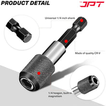 JPT 1/4-Inch Hex Shank Magnetic Bit Holder | Quick Release Screwdriver Extension Bar | 60MM Drill Bit Holder with Adjustable Collar for Impact Driver & Electric Drill