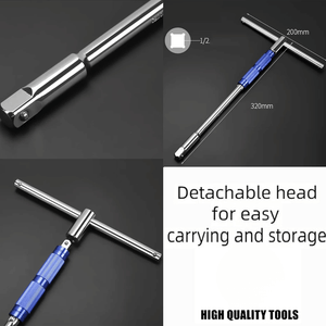 JPT 360° Rotation T Type Socket Wrench 1/2 (12.5mm) Detachable T-bar Spanner for Hex/Twelve Angle Socket Sleeve Tools