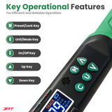 JPT Digital Torque Wrench 1/2" Drive | 10–200 N·M Torque Range | High-Accuracy Electronic Torque Wrench with LED & Buzzer Alert | Peak & Track Mode | Multi-Unit Display