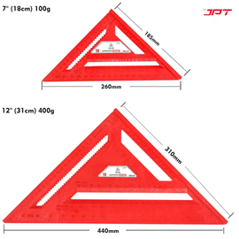 Buy now the JPT 7-inch thickened 45°/90° carpenter square, featuring precision laser markings, high-quality build, widened base, and user-friendly design.
