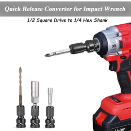Buy now the JPT 1/2" square drive to 1/4" hex socket adapter at best price. Convert your impact wrench to drill machine quickly with JPT power tool accessory.