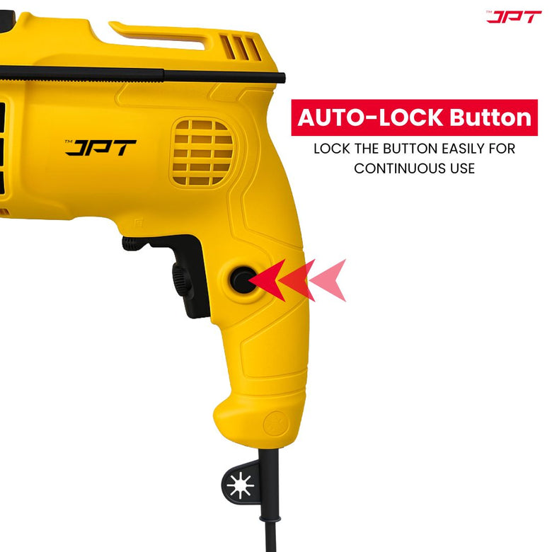 JPT Heavy-Duty Electric Drill Machine | 13MM Chuck | 650W Motor | 3000RPM Speed | 12-Speed Selection | Drilling & Impacting Modes | Forward & Reverse | Auto-Lock Button | Drill Machine for Masonry, Steel & Wood Drilling