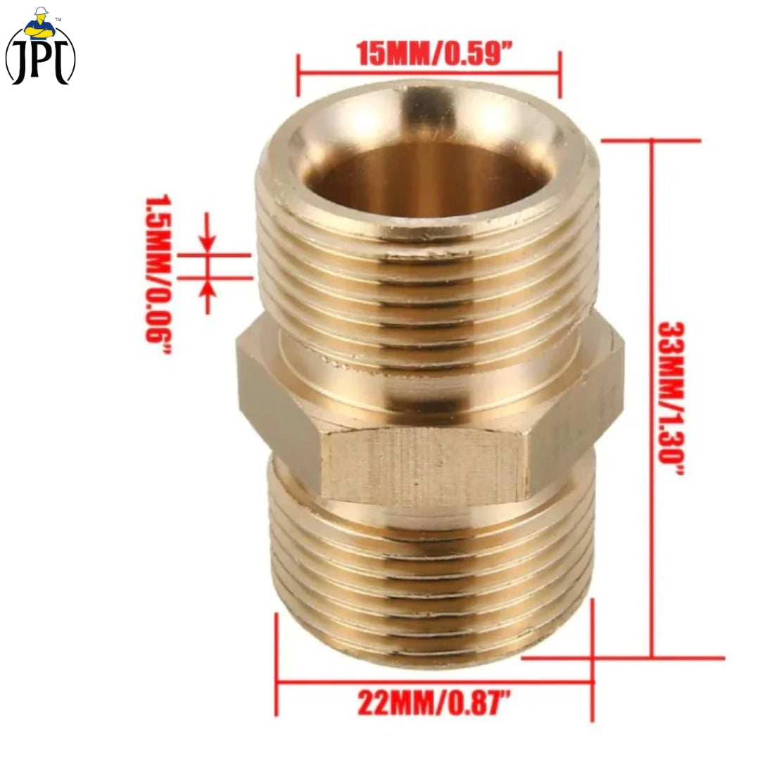 JPT Heavy Duty 8-Metre Super Flexible Pressure Washer Hose Pipe | American Standard M22 Thread With O-Ring Seals | Up To 2700 PSI Pressure | Compatible With Many Washer Brands | M22-15mm Thread Fitting Included