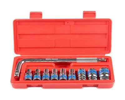 JPT 1/2" Drive 9+1 Piece Chrome Vanadium Socket Set with L-Spanner | Socket Set for Car & Bike | Goti Pana Set with Carry Box for Automobiles, Home & Garage DIY Repair