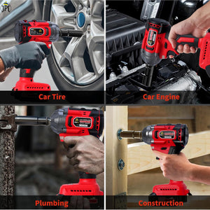JPT Combo Pro Series Brushless 21v Cordless Impact Wrench with 10-Piece Impact Socket Set | 350N.M Torque | 0-3450RPM Speed | 4000mAh Battery | All Accessories Included | 12-Months Warranty