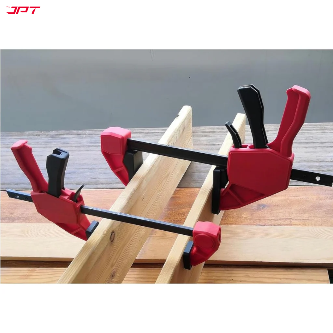 JPT Ultra Heavy-Duty 33-Inch Quick-Grip Bar Clamps | 600mm Clamping Range | One-Handed Wood Clamps with Quick-Release Trigger | F-Clamp Set | 165 lbs Hold | Woodworking, Carpentry, DIY