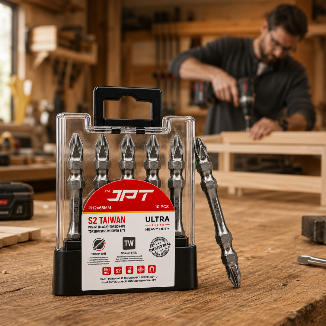 JPT 10-Pieces Ultra Heavy Duty Magnetic Screwdriver Bit Set | S2 High Torque Alloy Steel | PH2 Power Drill Double End