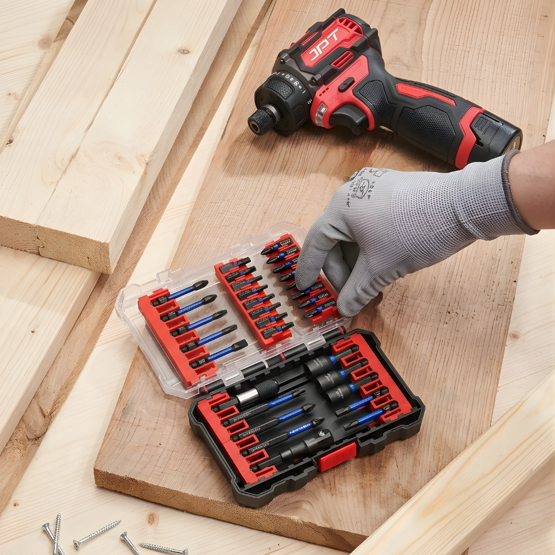 JPT 31-Piece Impact Driver Bit Set | S2 Taiwan Steel Impact Rated Bits with Phillips, Torx, Hex & Nut Driver | Includes Bit Holder & Socket Adapter | For Drill & Impact Driver | Ultra Heavy Duty