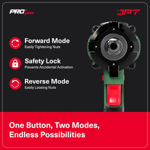 JPT Combo Heavy-Duty Pro Series Cordless Impact Wrench with 10Pcs Impact Socket Set | Brushless Motor | 1/2
