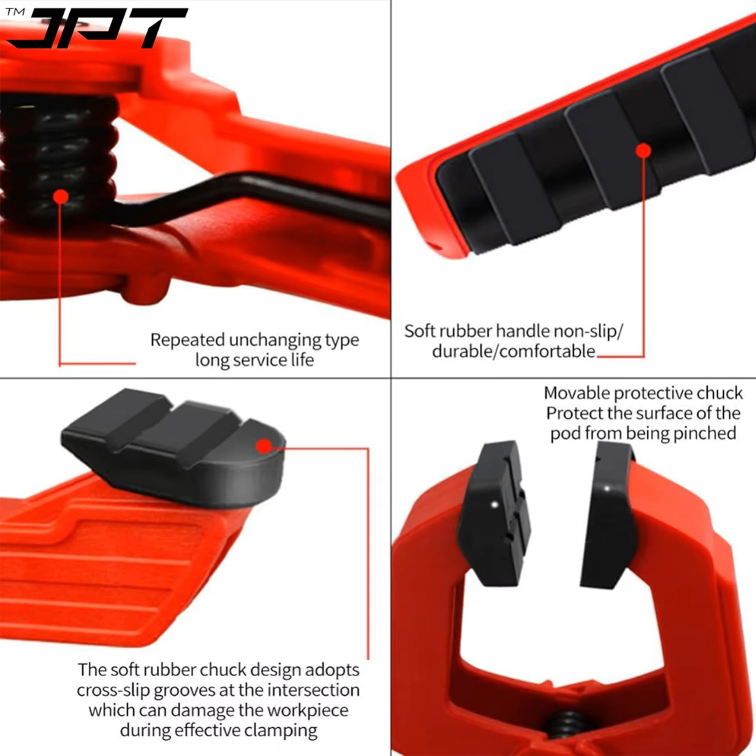 JPT 2.5 Inch Ultra Heavy-Duty Spring Clamp 66mm Wide Jaw | Reinforced Body with Hardened Steel Spring | 45° Rotating Pads | Strong Grip Woodworking & Carpentry Clamp for Workshop & DIY Use