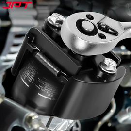 JPT Heavy-Duty Universal Adjustable Oil Filter Remover | 90-125mm Removal and Installation | Two Non Slip Serrated Jaws | 1/2" Drive Oil Filter Wrench for Easy Filter Removal