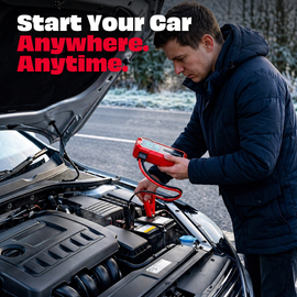 JPT Tools Portable Tyre Inflator & Car Jump Starter | 8000mAh Air Compressor for Cars, Bikes & Bicycles | Quick Inflation | Auto Shut Off | LED Light | Power Bank | EC5 Clamp & Valve Adapters Included