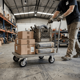 JPT Heavy Duty Steel Metal Platform Trolley | 800kg Capacity with Reinforced Pipe Frame | 90x60 cm Platform | 6” Rubber Wheels | Industrial Warehouse Cart