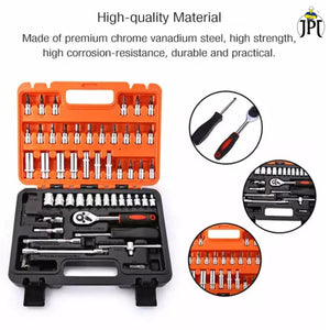 JPT Heavy Duty Professional 53-Piece Hand Tools Kit | Ratchet and Socket Wrench Sets | 53 in 1 Repair Tool for Cars, Motorcycles and Bicycles