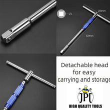 JPT 360° Rotation T Type Socket Wrench 1/2 (12.5mm) Detachable T-bar Spanner for Hex/Twelve Angle Socket Sleeve Tools