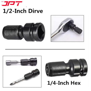 JPT 1/2-Inch Square Drive to 1/4-Inch Hex Socket Adapter | Impact wrench To Drill Machine Converter | Quick Release Chuck Converter for Impact Wrench