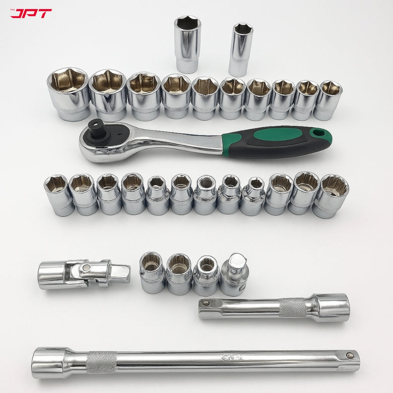 JPT 32-in-1 Socket Ratchet Wrench Set | 1/2-Inch Chrome Vanadium Set | Hand Tool Set for Bike, Car, Automobile and Other Repairing Work