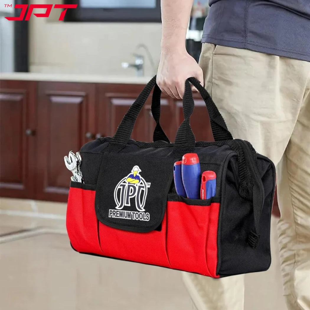 JPT 13-Inch Heavy-Duty Tool Bag | Oxford Cloth and Fine Stitching Build | Portable Made-In India Tool Bag for Electrician, Technician, Mechanics, Carpenter, and More