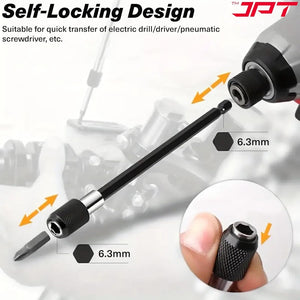 JPT 1/4-Inch Hex Shank Magnetic Bit Holder | Quick Release Screwdriver Extension Bar | 150MM Drill Bit Holder with Adjustable Collar for Impact Driver & Electric Drill