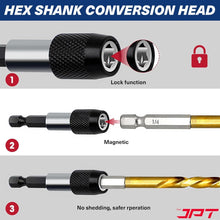 JPT 1/4-Inch Hex Shank Magnetic Bit Holder | Quick Release Screwdriver Extension Bar | 60MM Drill Bit Holder with Adjustable Collar for Impact Driver & Electric Drill